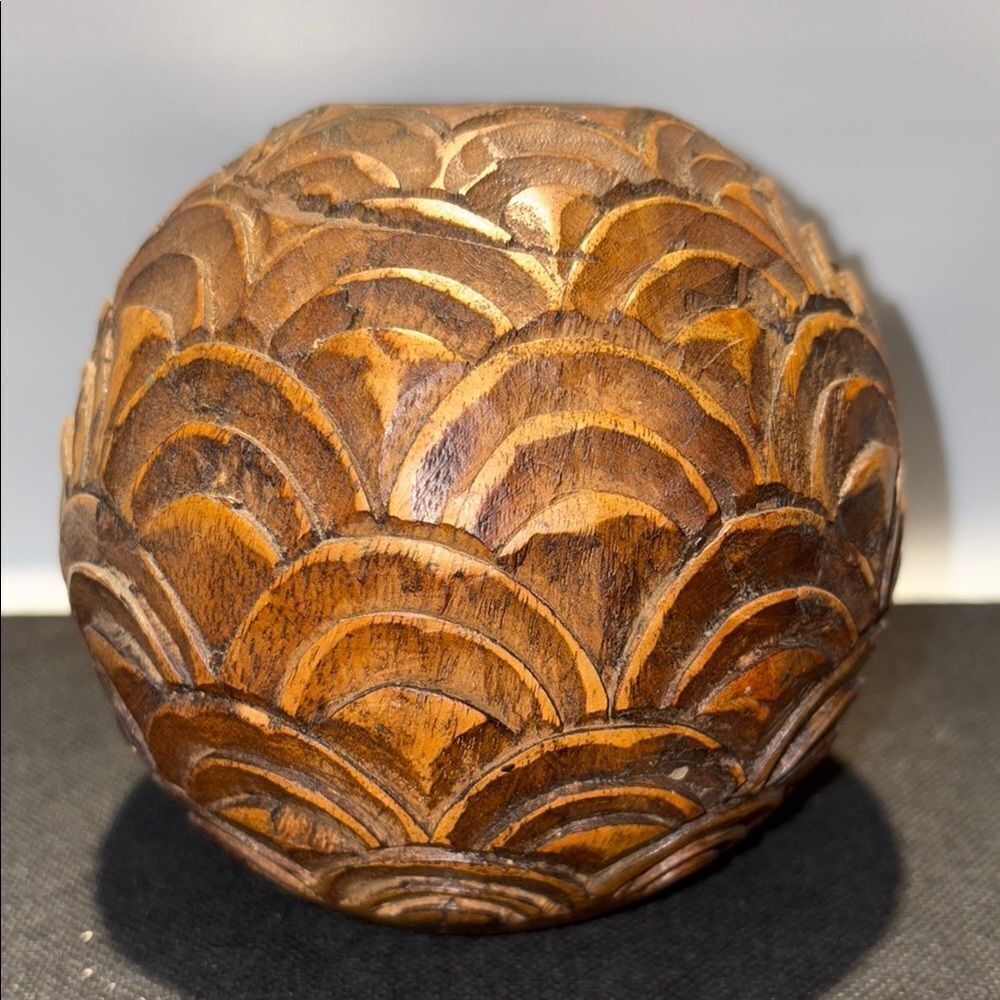 Handcrafted Brown Wooden Candle Holder